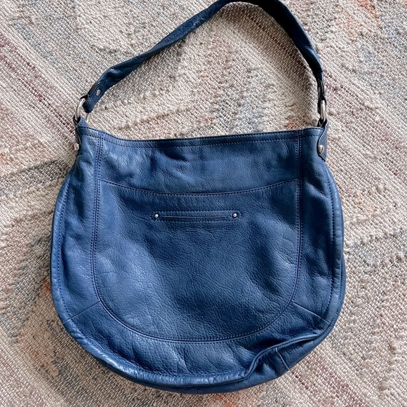 B. Makowsky Cobalt Blue Leather Hobo Handbag - Picture 4 of 7